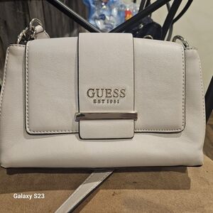 Guess Cream Crossbody Bag with Flap Closure